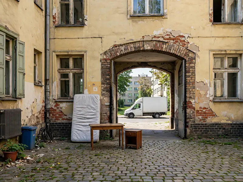 Gabaryty na podwórku kamienicy przed wywozem