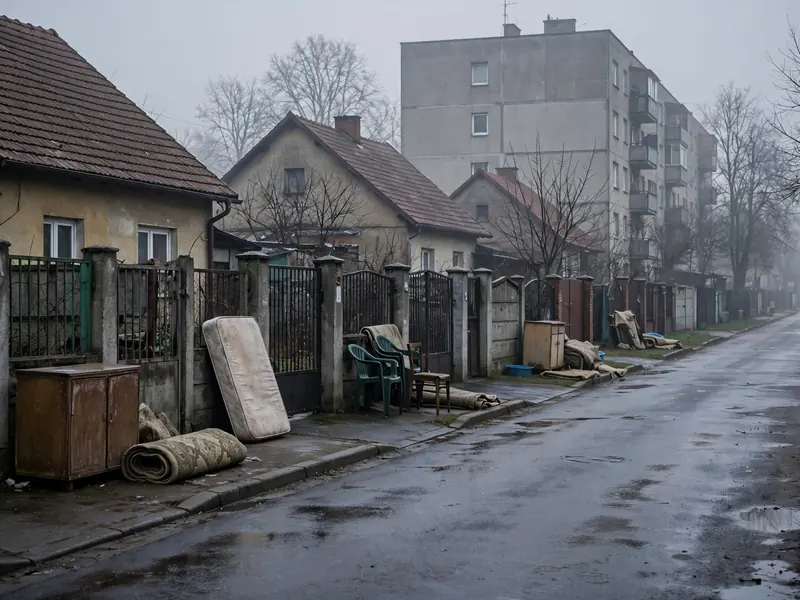 Meble i gabaryty wystawione przed furtkami domów w dniu zbiórki